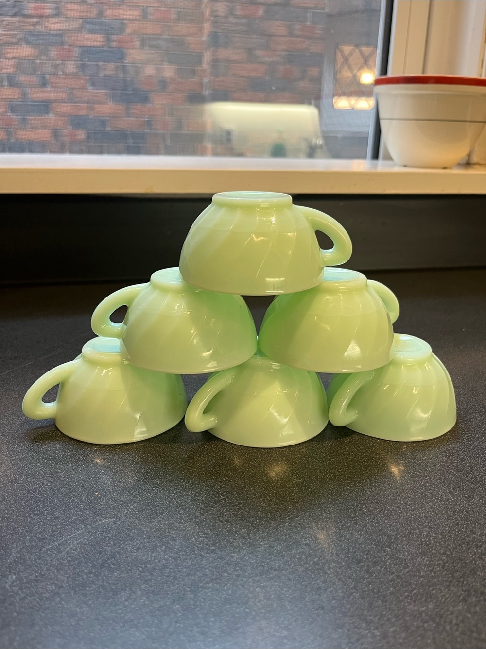 Set of Six MCM French Mint Green Demi Tasse Cups